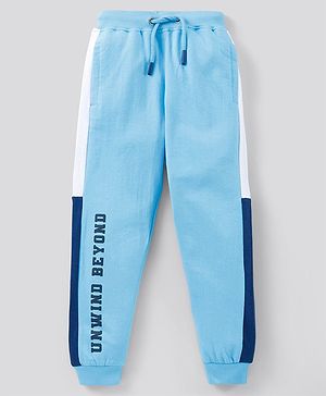 Pine Kids Full Length Biowashed Track Pants Text Print - Blue