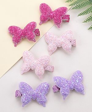 Babyhug Free Size Bow and Butterfly Clips Set of 6 - Multicolor