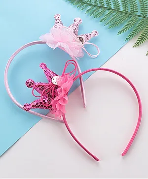 Babyhug Free Size Crown Applique Hair Band Set of 2 - Multicolour