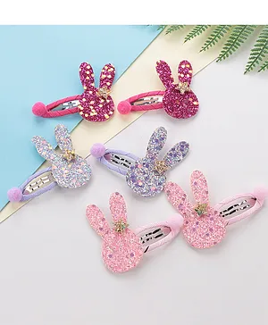 Babyhug Free Size Bunny Applique Snap Clips Set of 6 - Multicolor