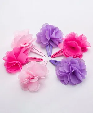 Babyhug Flower Applique Snap Clips Pack of 6 - Multicolor