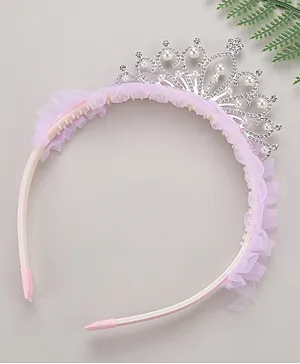 Pine Kids Frilled Hair Band With Crown Applique - Purple