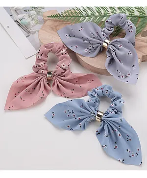 Pine Kids Floral Scrunchies Pack of 3 - Pink Blue 