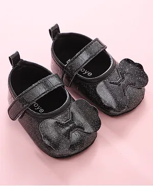 Babyoye Booties Bow Applique - Black