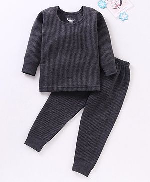 Bodycare Full Sleeves Thermal Vest & Bottom Set - Grey