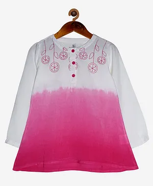 Kiddopanti Full Sleeves Embroidery Detailing Kurti - Pink