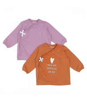 Mi Arcus Pack Of 2 Full Sleeves You're Special To Me Print Tee - Brown Purple