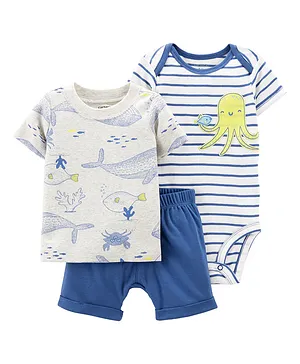 Carter's 3-Piece Octopus Outfit Set - Blue White