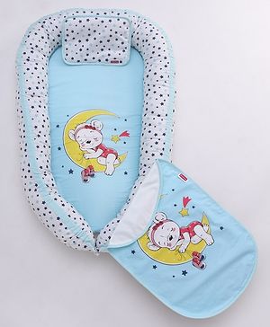 Babyhug Premium 5 Piece Nest Gadda Set With Diaper Changing Mat in Bear Print - Blue