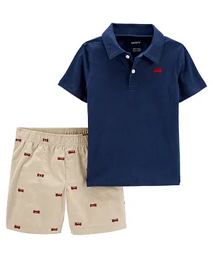 Carter's 2-Piece Jersey Polo & Short Set - Multicolour
