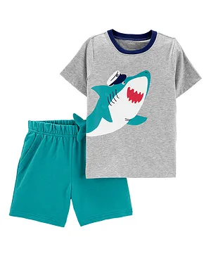 Carter's 2-Piece Shark Jersey Tee & Short Set - Grey