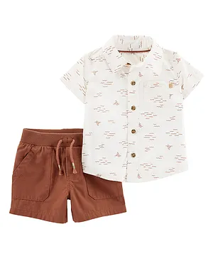 Carter's 2-Piece Button-Front Shirt & Short Set - Brown