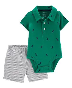 Carter's 2-Piece Polo Bodysuit & Short Set - Green