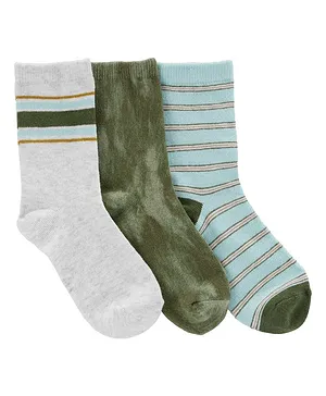 Carter's 3-Pack Striped Socks - Blue Olive Grey