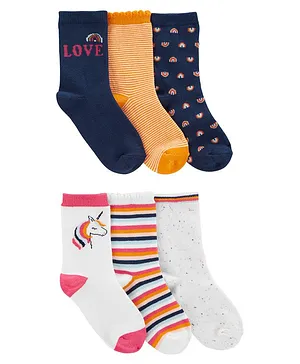 Carter's 6-Pack Rainbow Unicorn Socks - Multicolor