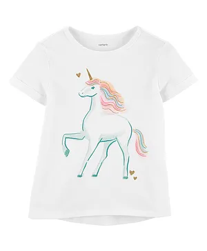 Carter's Unicorn Jersey Tee - White Blue