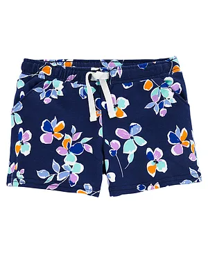 Carter's Floral Pull-On French Terry Shorts - Blue