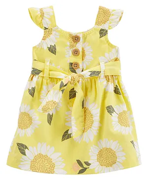 Carter's  Sunflower Linen Dress - Light Yellow White