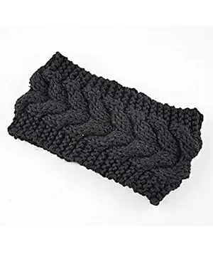 MOMISY Knitted Winter Twist Woolen Headband -  Black
