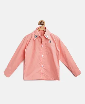 KIDS CLAN Full Sleeves Shirt With Rocket Patch - Coral