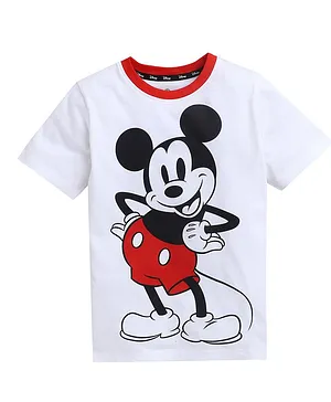 Kinsey Half Sleeves Mickey Mouse Print Tee - White