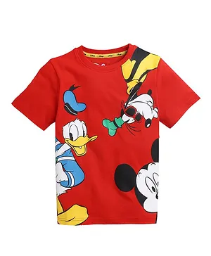 Kinsey Disney Mickey & Friends Print Half Sleeves Tee - Red