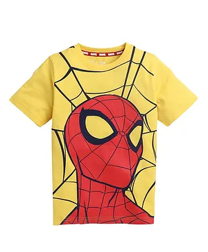 Kinsey Marvel Spiderman Print Half Sleeves Tee - Yellow