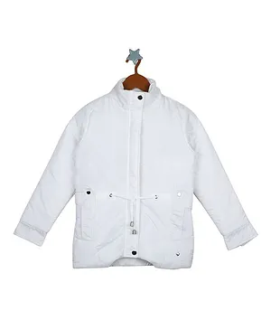 Monte Carlo Full Sleeves High Neck Solid Jacket - White