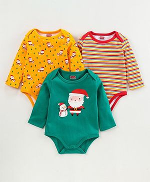 Babyhug 100% Cotton Onesie Multi Print Pack of 3 - Multicolour