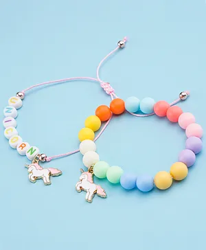 Babyhug Bracelets With Unicorn Charms Pack of 2- Multicolor
