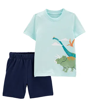 Carter's 2-Piece Dinosaur Jersey Tee & Shorts Set - Blue
