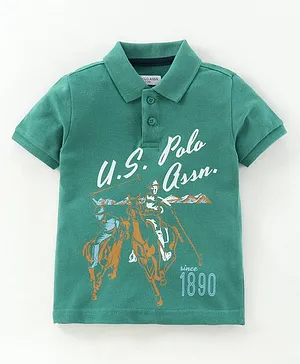 US Polo Assn Half Sleeves Cotton Tshirt - Dark Green