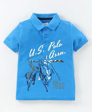 US Polo Assn Half Sleeves Cotton Tshirt - Blue