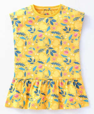 Ventra Sleeveless Floral Print Top - Yellow