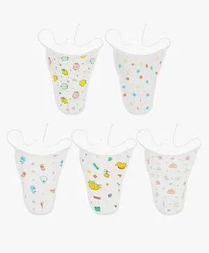 A Toddler Thing Muslin Pack Of 5 All Over Print Nappies - White