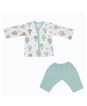 A Toddler Thing Full Sleeves Balloon Print Tee With Shorts - Blue