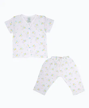 A Toddler Thing Muslin Short Sleeves Bee Print Night Suit - Blue