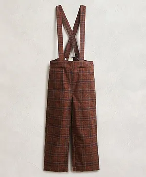 Cherry Crumble By Nitt Hyman Full Length Checked Trousers With Suspenders - Brown