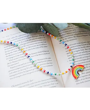 Bobbles & Scallops Rainbow Charm Bead Necklace - Multi Color