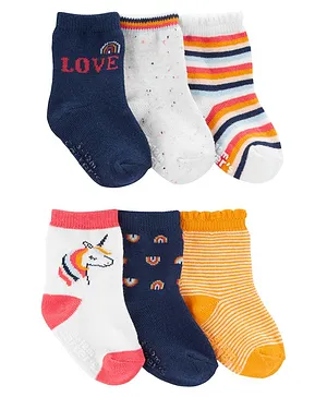 Carter's 6-Pack Rainbow Unicorn Socks - Multicolor
