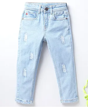 Ed-a-Mamma Full Length Ripped Jeans - Light Blue