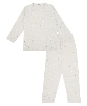 RAINE AND JAINE Tiny Star Printed Full Sleeves Night Suit - Off White