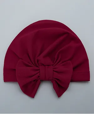 Babyhug Solid Headband with Bow Dark Red - Diameter 11 cm