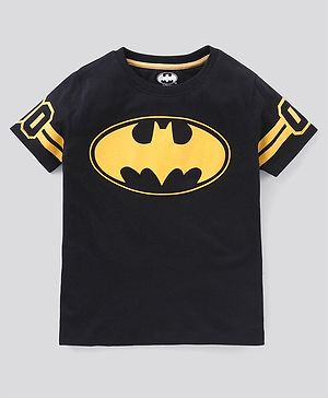 Pine Kids Half Sleeves Biowashed Tee Batman Print - Black