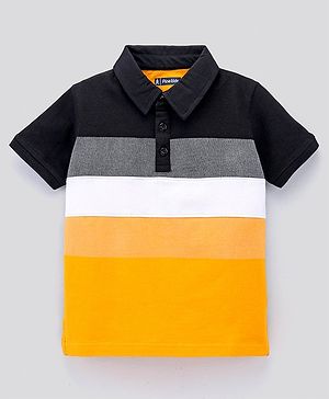 Pine Kids Half Sleeves Biowashed T-shirt Block Print - Multicolor