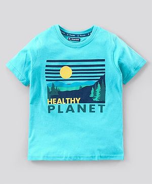Pine Kids Half Sleeves Bio Washed Printed Tee - Blue