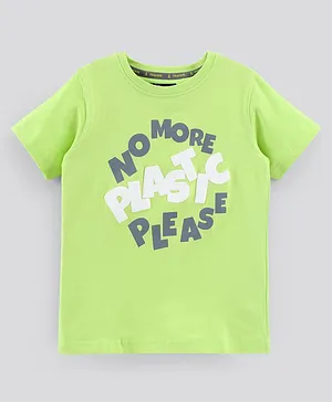 Pine Kids Half Sleeves Biowashed Printed Tee - Green