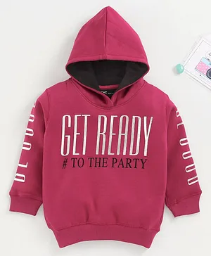 Doreme Full Sleeves Hooded Sweatshirt Text Print - Pink