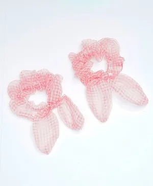 TMW Kids Pack Of 2 Shiny Checked Scrunchies -Red