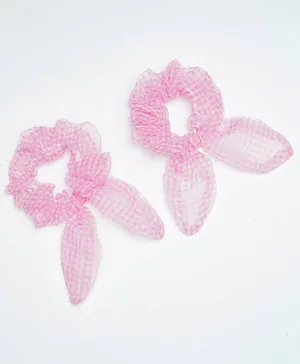 TMW Kids Pack Of 2 Shiny Checked Scrunchies - Pink